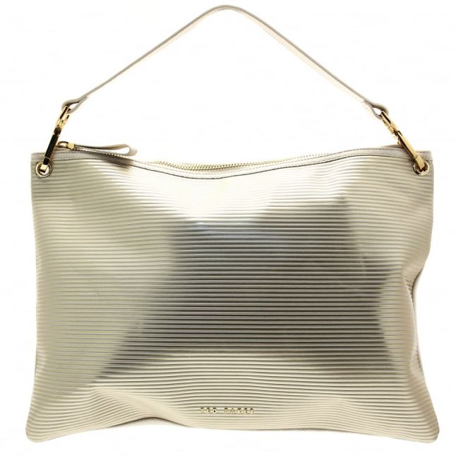 Womens Gold Ellie Leather Striped Shoulder Bag