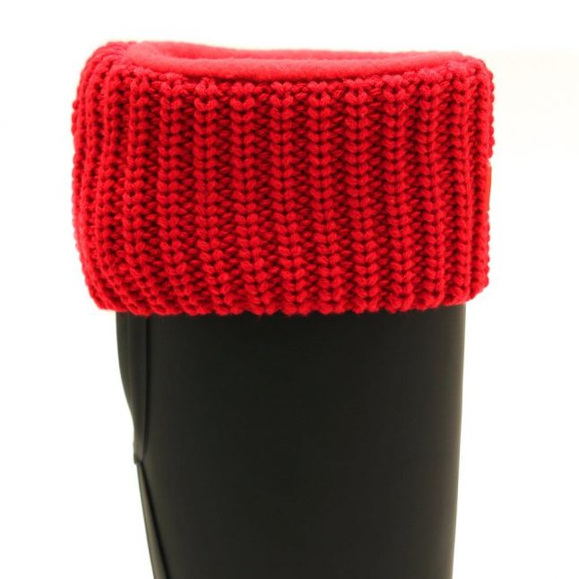 Womens Red Tall Half Cardigan Stitch Wellington Socks