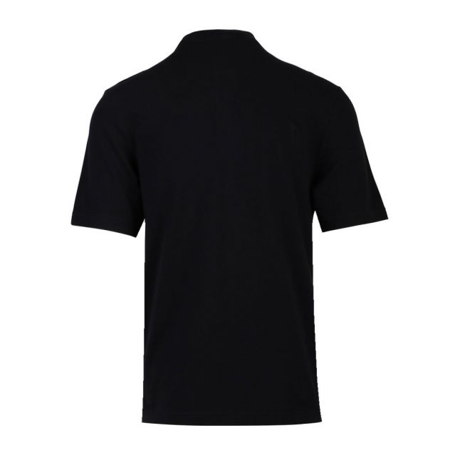 Mens Black Stripe Henley S/s Polo Shirt