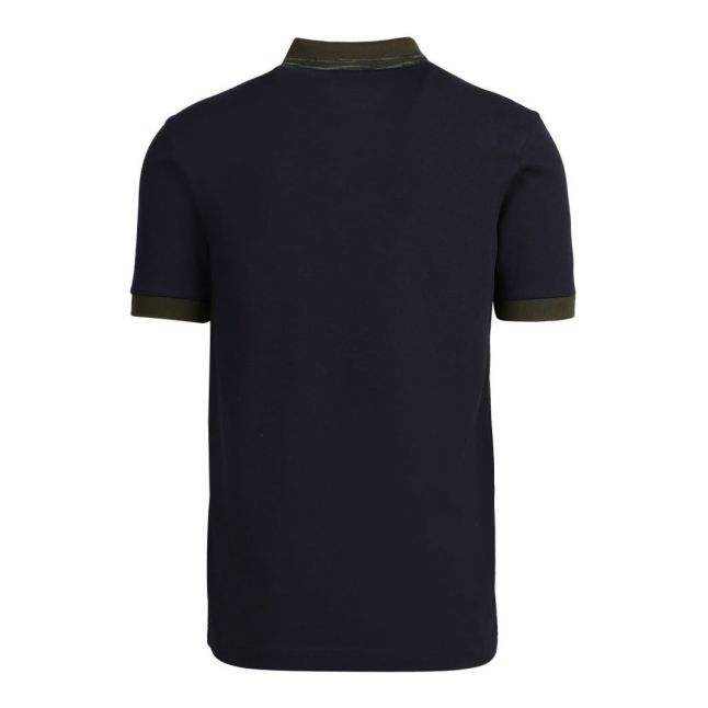 Mens Navy Space Dye Tipped S/s Polo Shirt