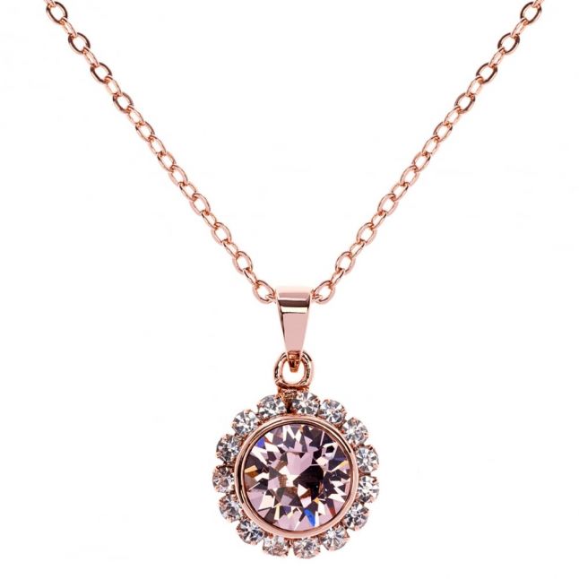 Womens Rose Gold & Vintage Sela Crystal Pendant Necklace