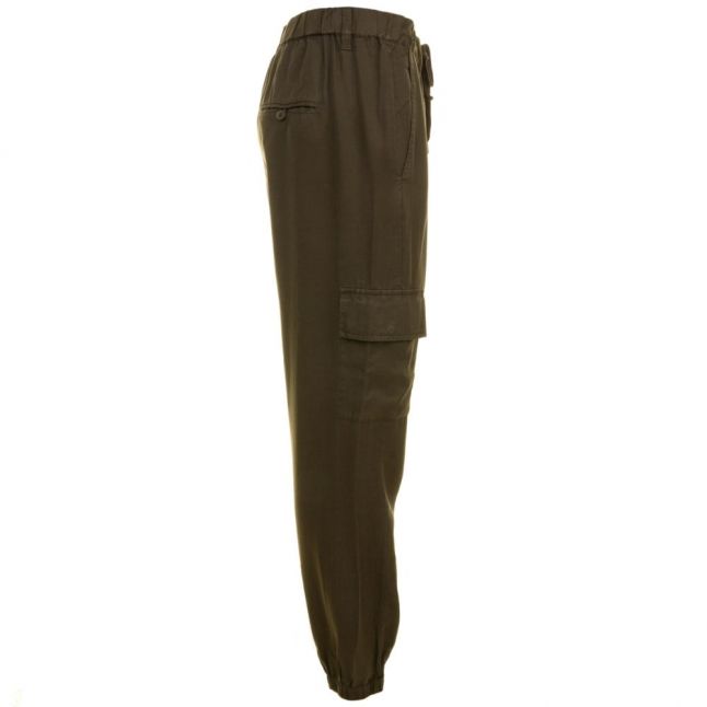 Womens Dark Olive Night Military Tencel Tapered Trousers