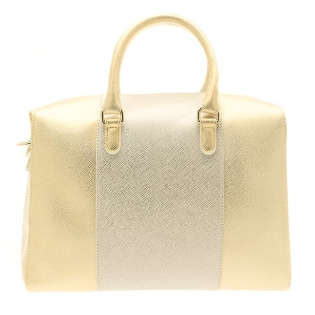 Womens Platinum Gold Crosshatch Tote Bag