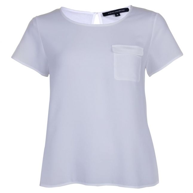 Womens Summer White Classic Crepe Pocket Top