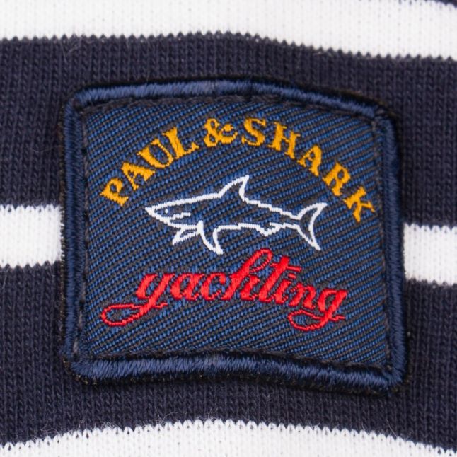 Paul & Shark Mens Navy Stripe Branded Shark Fit Sweat Top
