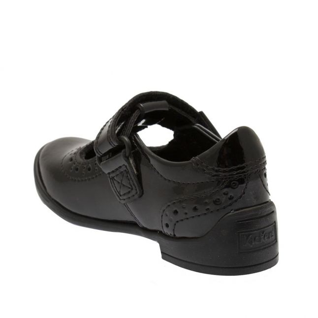 Infant Black Patent Bridie Brogue T-Velcro Shoes (5-12)