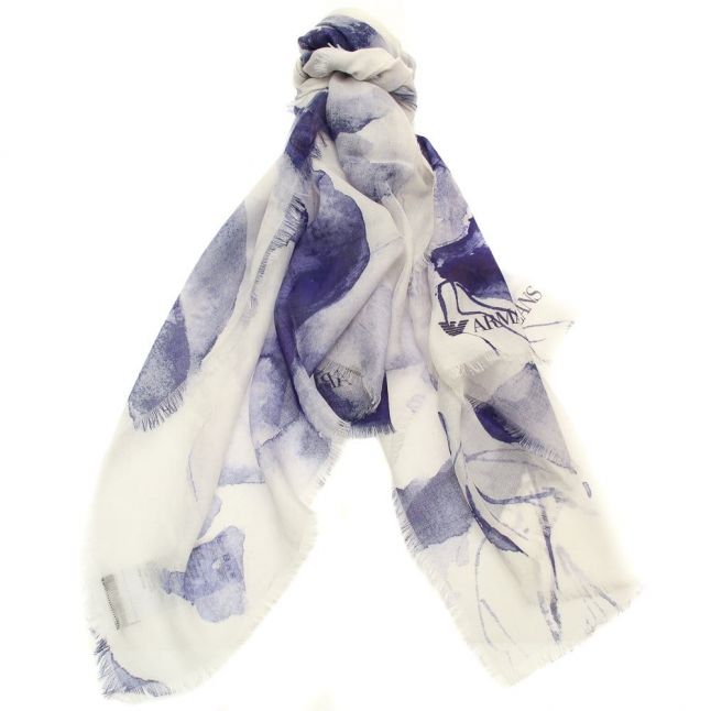 Womens Blue Floral Scarf