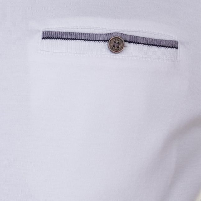 Mens White Kiwi Tipped Pocket S/s Polo Shirt