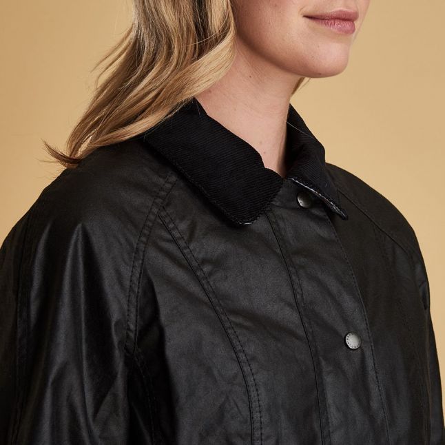 Womens Black Beadnell Waxed Jacket 75278 by Barbour from Hurleys