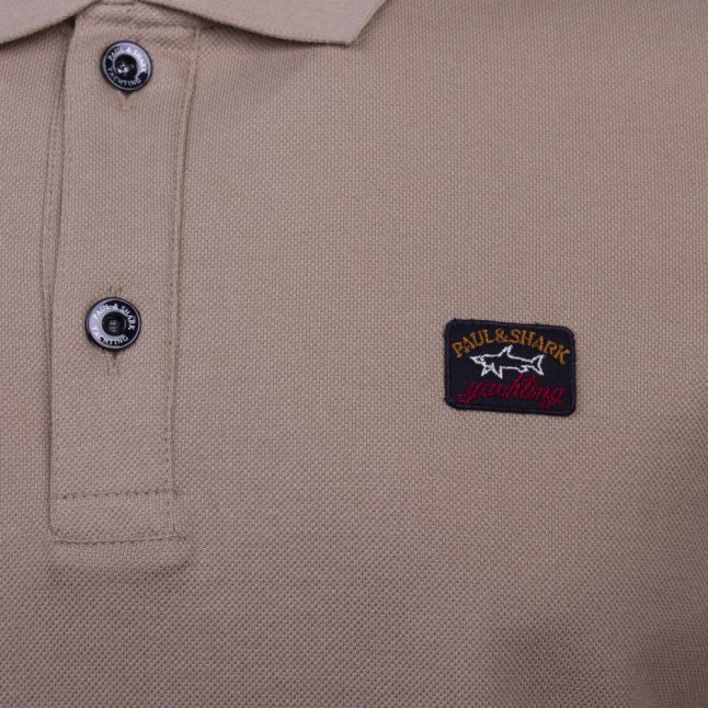 Mens Beige Classic Logo Custom Fit S/s Polo Shirt