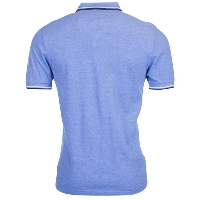 Mens Prince Blue Oxford Twin Tipped S/s Polo Shirt