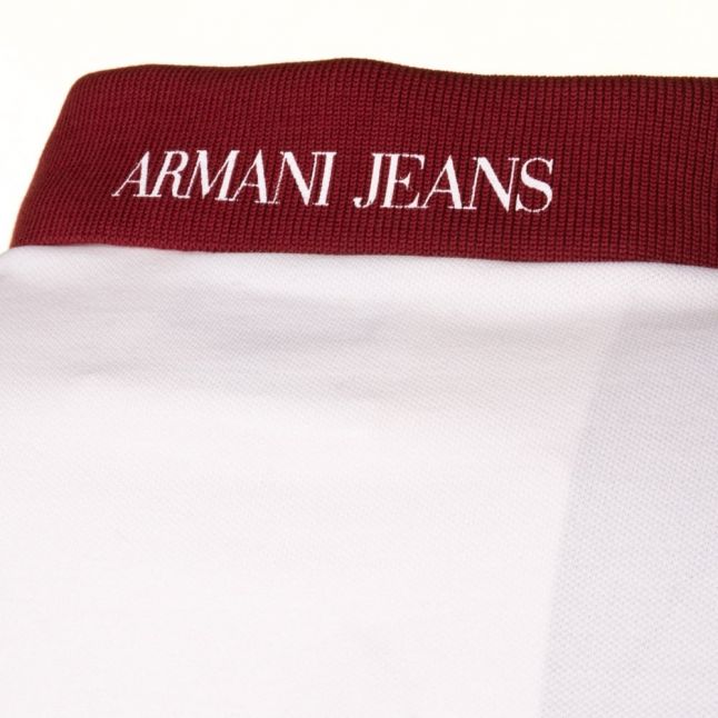 Amarni Jeans Mens White Contrast Collar S/s Polo Shirt