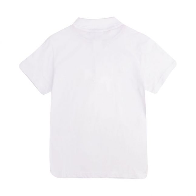 Boys White Branded Sport S/s Polo Shirt