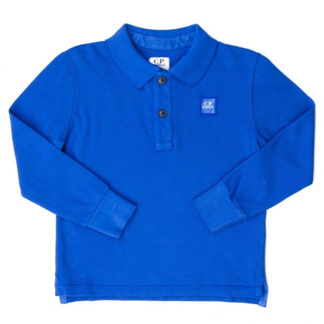 C.P. Company Boys Blue Chest Badge L/s Polo Shirt