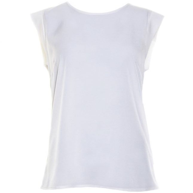 Womens Daisy White Classic Polly Plains Capped Sleeve Top