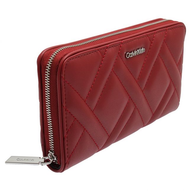 Womens Red Currant Quilted Zip Around Wallet