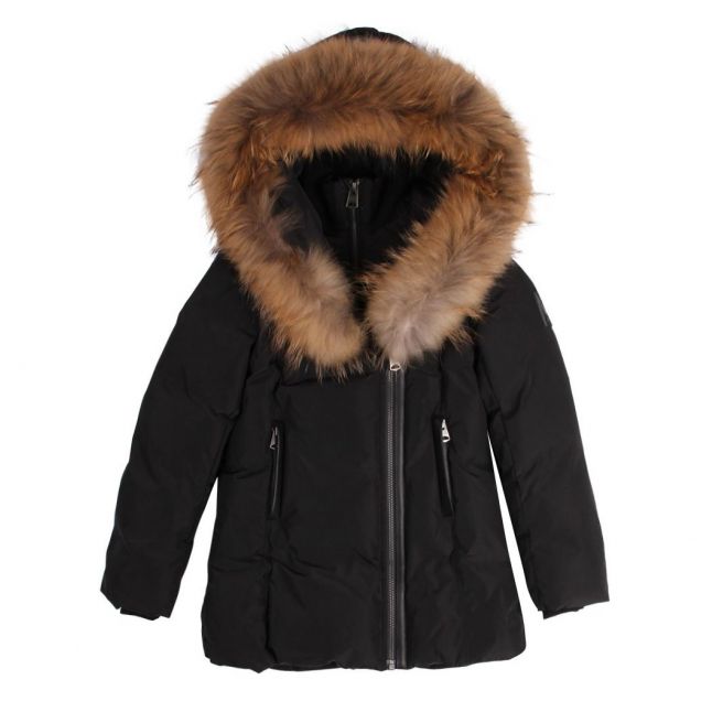 Girls Black/Brown Leelee Fur Padded Hooded Jacket