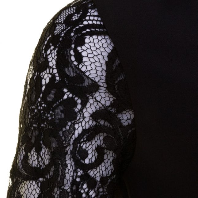 Womens Black Jessin Lace Sleeve Top