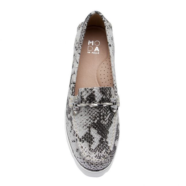Womens White Silver Aretina Snake Print Shoes 83500 by Moda In Pelle from Hurleys