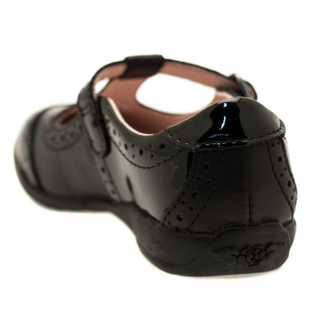 Girls Black Leather & Patent Jennette T-Bar F-Fit Shoes (25-35)
