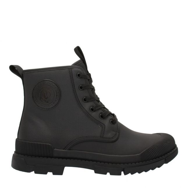 Mens Black Leather & Canvas Boots