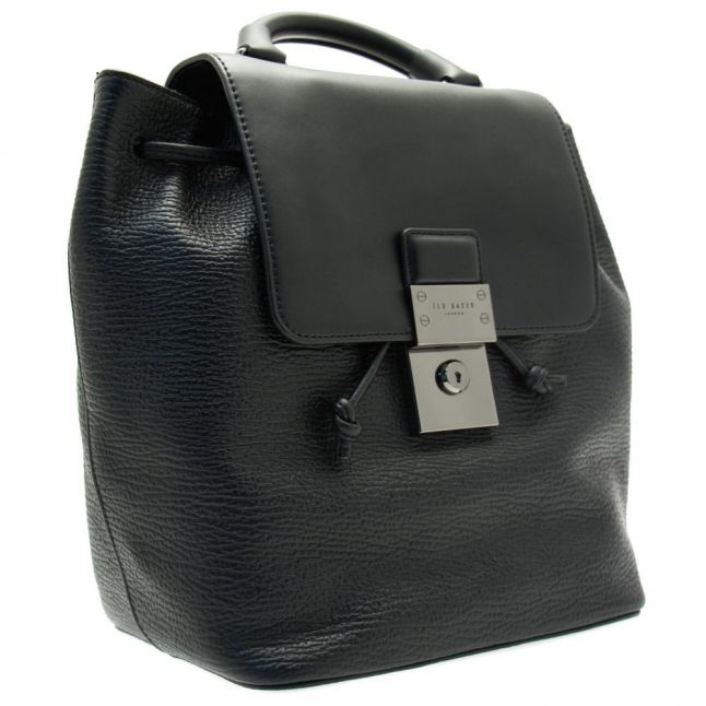 Womens Black Malin Luggage Lock Leather Backpack