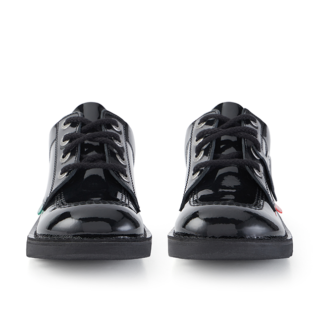 Youth Black Patent Kick Lo Shoes (3-6) 98111 by Kickers from Hurleys