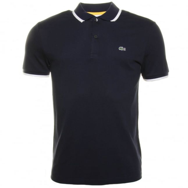 Mens Navy Tipped Slim Fit S/s Polo Shirt