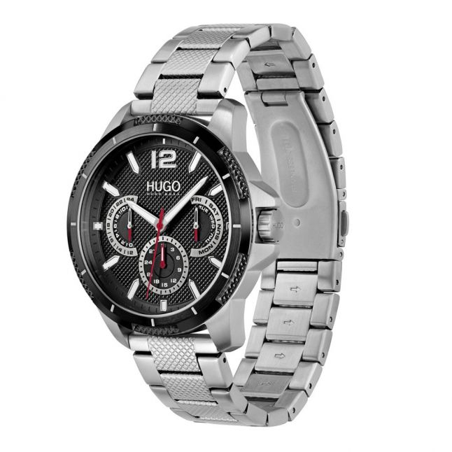 Mens Silver/Black Sport Bracelet Watch