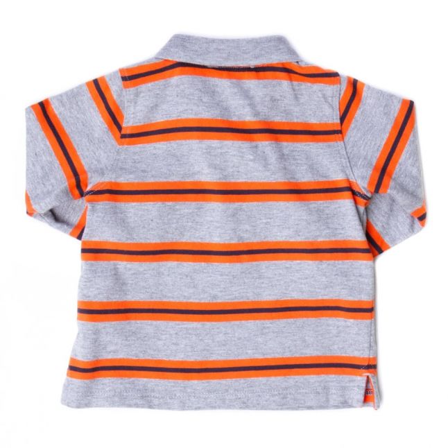 Baby Grey Melange Striped L/s Polo Shirt
