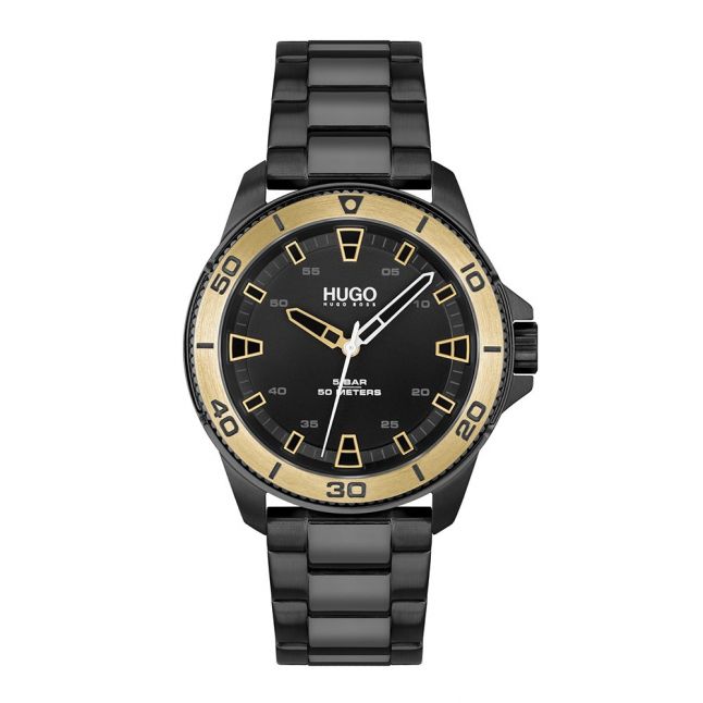 Mens Black/Light Gold Streetdiver Bracelet Watch