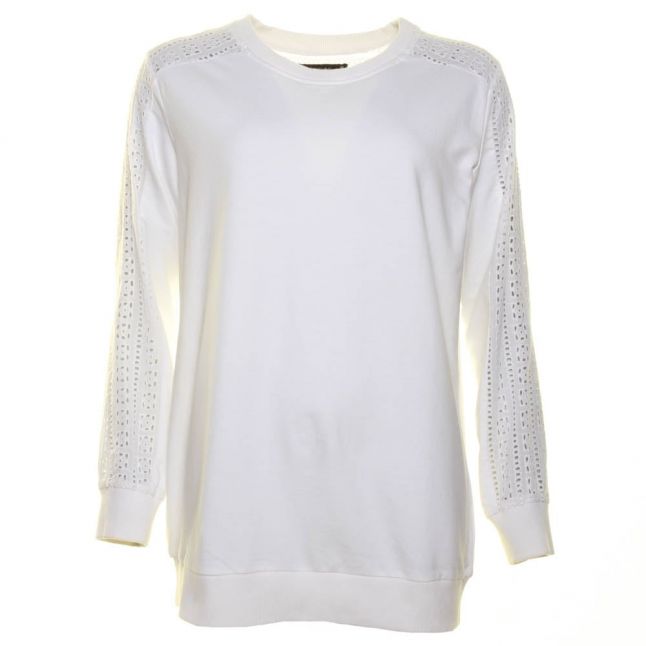 Womens White Abstract Sweat Top