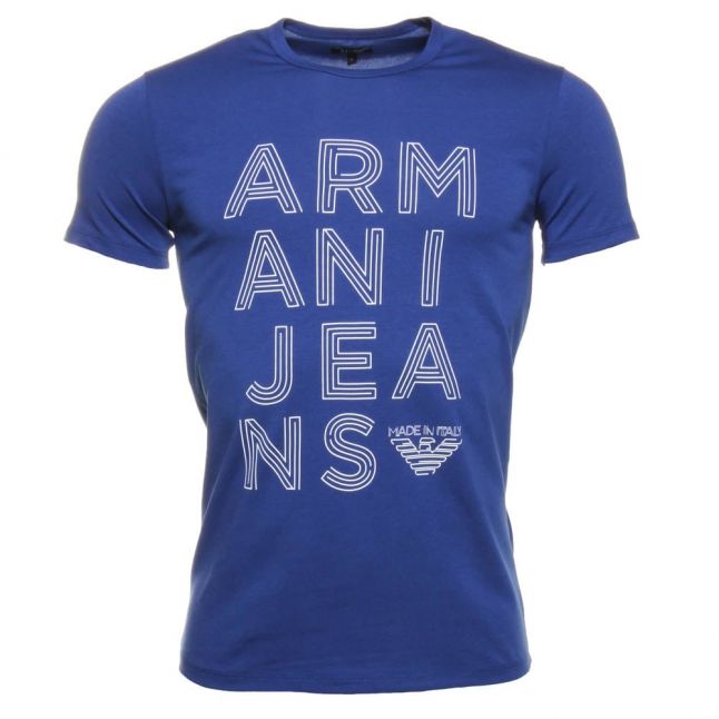 Mens Blue Letters Logo S/s Tee Shirt