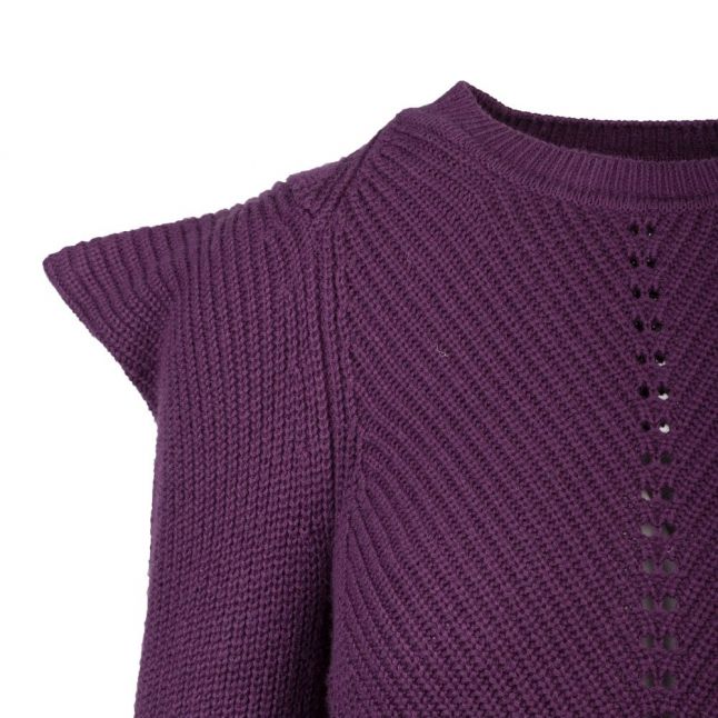 Womens Deep Purple Sunniie Engineered Sleeve Knitted Jumper