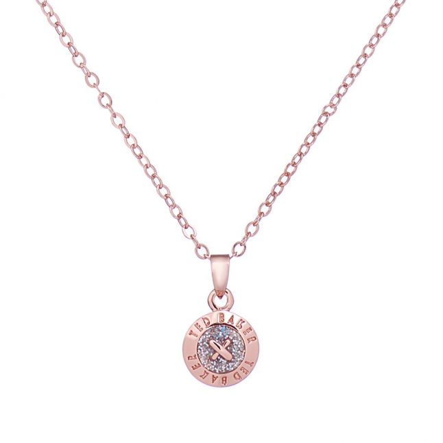 Womens Rose Gold/Silver Elvina Enamel Mini Button Pendant Necklace