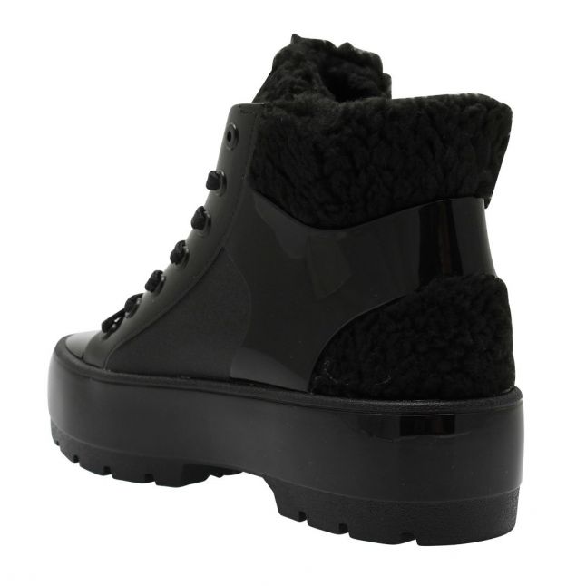 Womens Black Fluffy Sneaker Boots