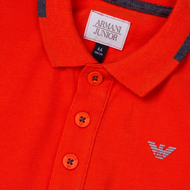 Boys Orange Small Logo S/s Polo Shirt