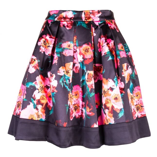 Womens Black Multi Allegro Poppy Satin Flared Skirt