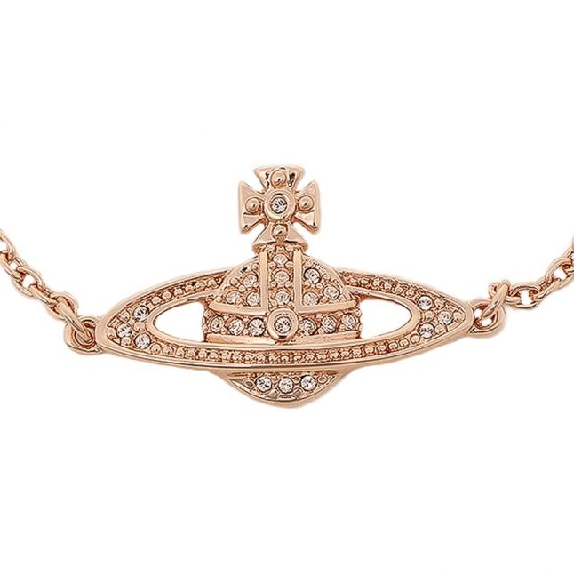 Womens Pink Gold/Crystal Mini Bas Relief Bracelet