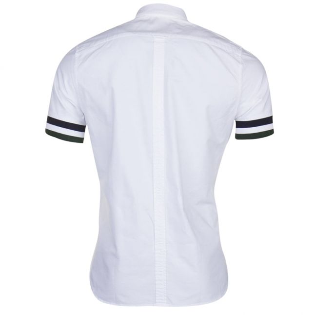 Mens White Striped Cuff S/s Shirt