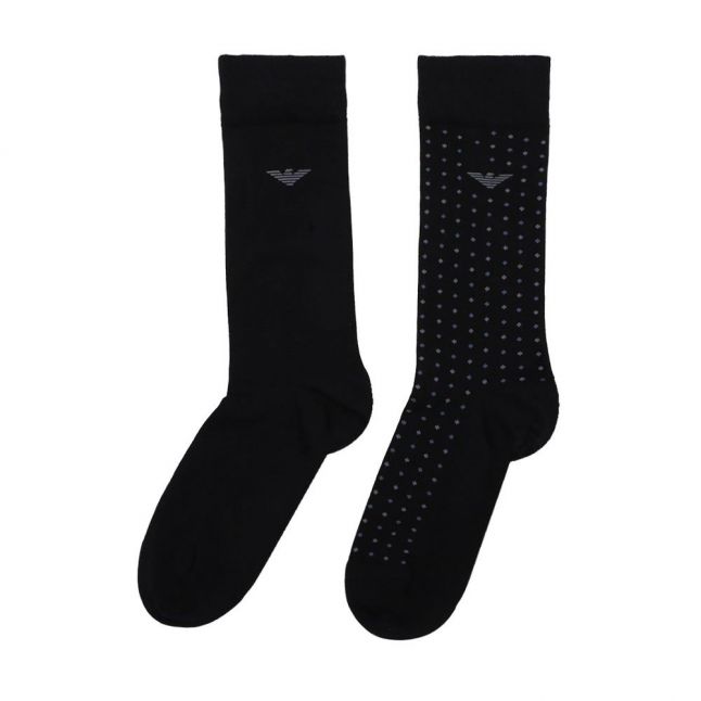 Mens Black Spot + Plain 2 Pack Socks