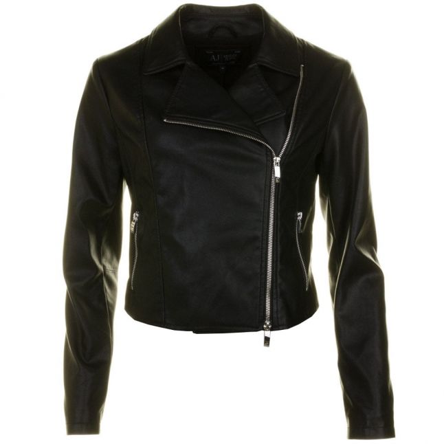 Womens Black Faux Leather Biker Jacket