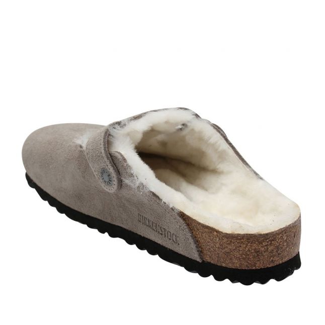 Womens Stone Coin Suede Boston Fur Shearling Sandals