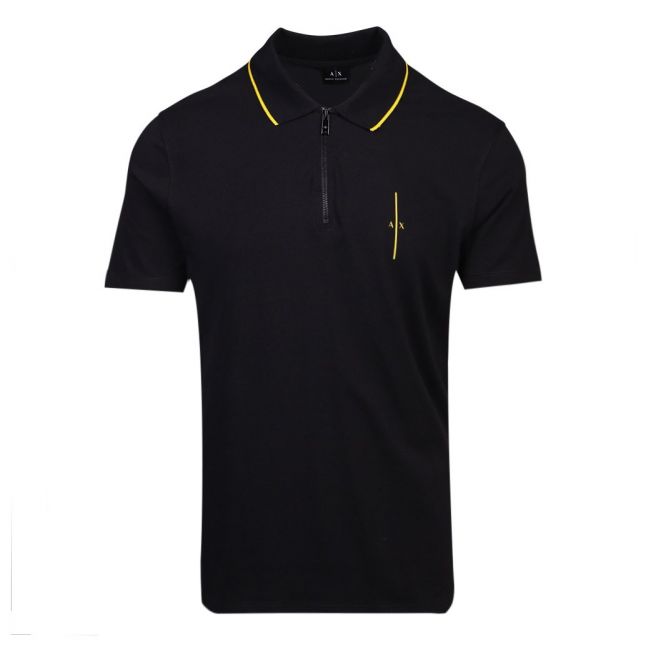 Mens Black Branded Back Logo S/s Polo Shirt
