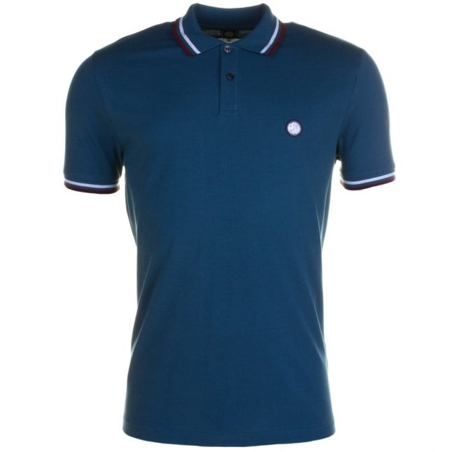 Mens Blue Tipped S/s Polo Shirt