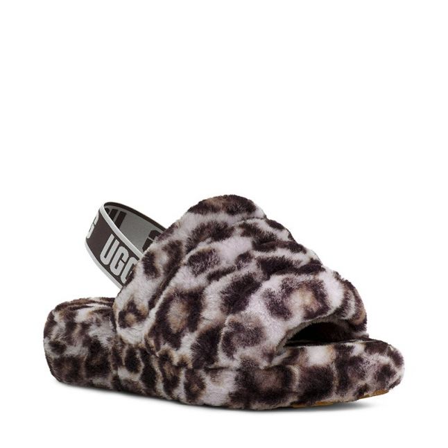 Womens Stormy Grey Fluff Yeah Slide Panther Slippers