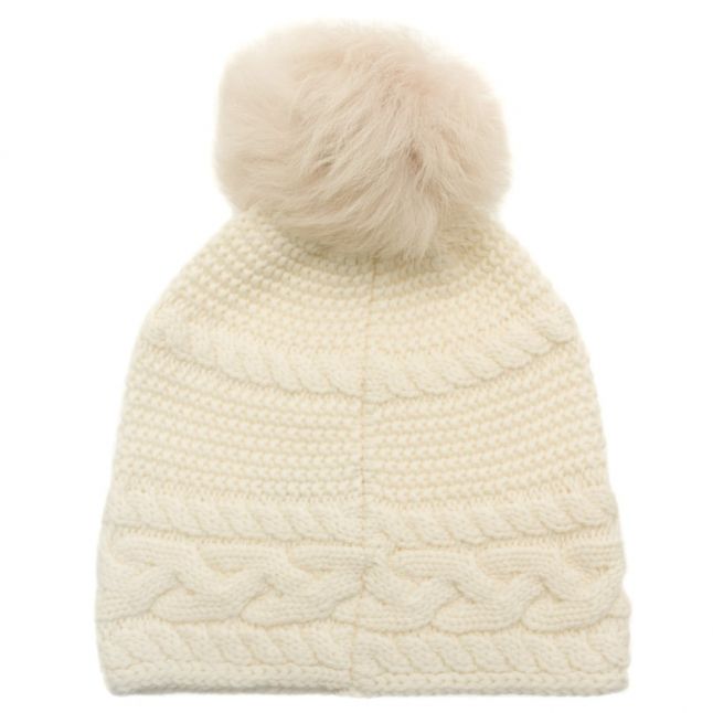 Womens Ivory Cable Knit Oversized Beanie Hat