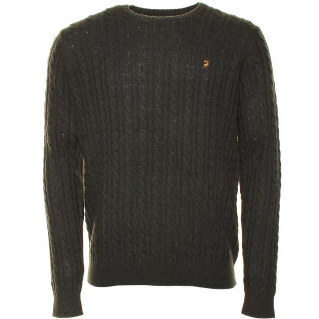 Mens Evergreen Marl Kirtley Cable Crew Knitted Jumper