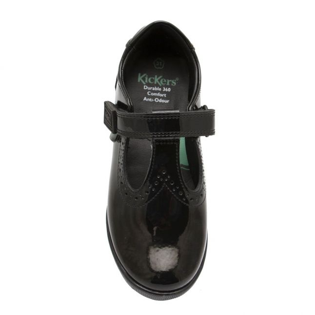 Junior Black Patent Bridie Brogue T-Velcro Shoes (12.5-2.5)
