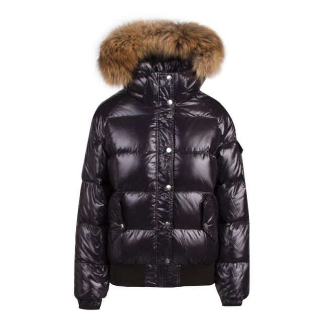 Pyrenex Womens Black Aviator Shiny Fur Hooded Jacket | Hurleys